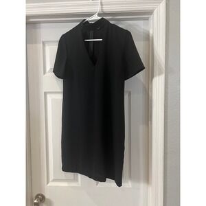 Zara Woman Black Mini Dress Mock Neck Short Sleeve Casual Party Size XS